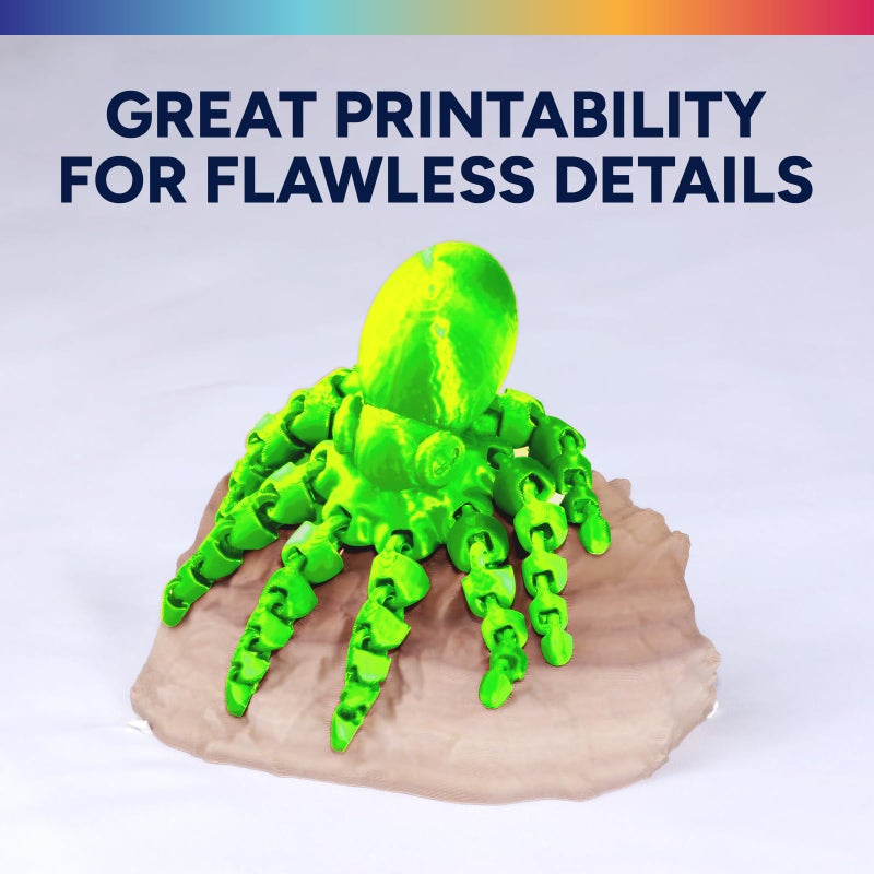 OVERTURE Silk Filament PLA 1.75mm Clog-Free Shiny 3D Printer Filament, 1kg Spool (2.2lbs), Dimensional Accuracy +/- 0.02 mm, Fit Most FDM Printer,Silk Neon Green - Image 3